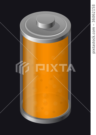 Transparent Glass Battery. Orange Color 36862158