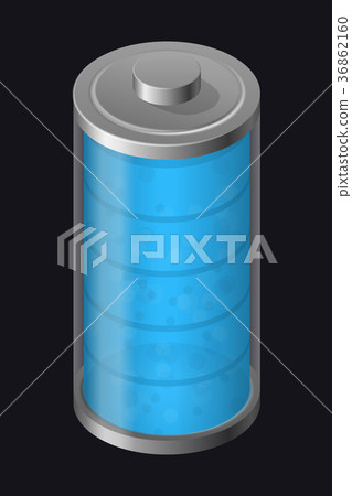 Transparent Glass Battery. Full Charging. Blue Transparent Glass Battery. Full Charging. Blue 36862160