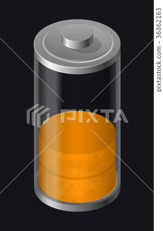 Transparent Glass Battery. Low Charging. Orange 36862163