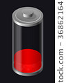 Transparent Glass Battery. Low Charging. Red 36862164