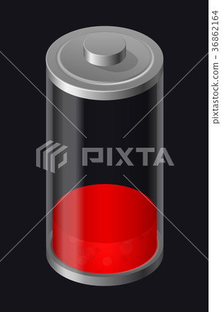 Transparent Glass Battery. Low Charging. Red Transparent Glass Battery. Low Charging. Red 36862164
