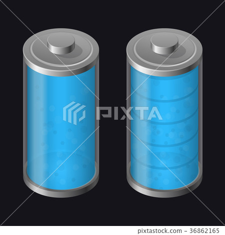 Transparent Glass Battery. Full Charging. Blue Transparent Glass Battery. Full Charging. Blue 36862165
