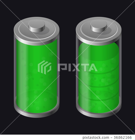 Transparent Glass Battery. High Charging. Green 36862166