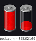 Transparent Glass Battery. Low Charging. Red Color 36862169