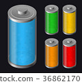 Set Batteries Icon. Various Types Charged 36862170