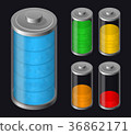 Set Batteries Icon. Various Types Charged 36862171