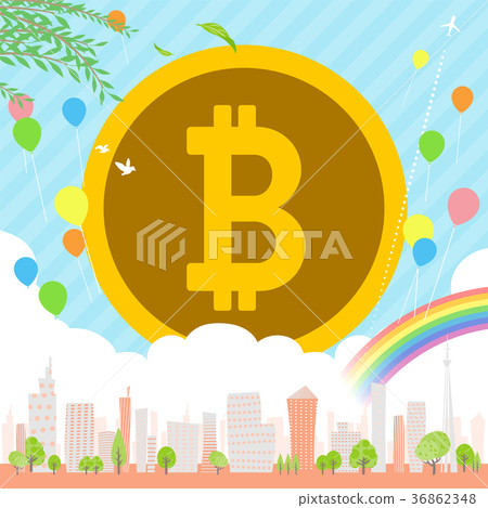 bitcoin Townscape back image_balloon & rainbow 36862348