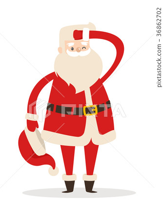 Santa Claus without Hat Looking far Away. Vector 36862702