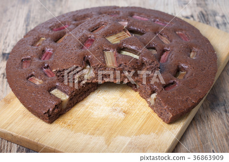Chocolate cake with rhubarb 36863909