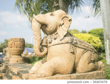Elephant made of clay.in the park 36865676
