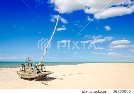 Parked jangada boat over a paradise beach Parked jangada boat over a paradise beach 36865900