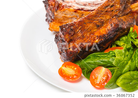 ribs grilled with salad ribs grilled with salad 36867352