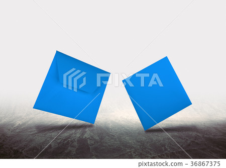 Blue flying envelope and card Blue flying envelope and card 36867375