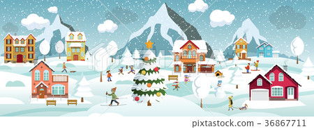 Winter landscape and winter activities 36867711