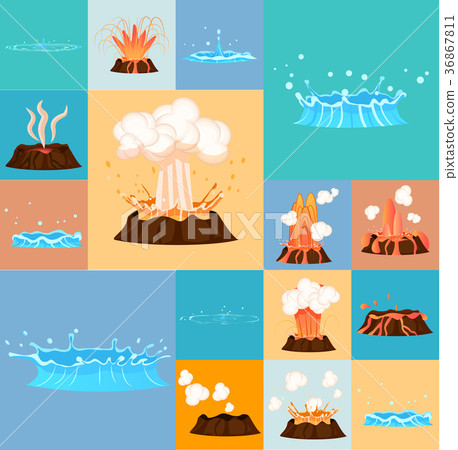 Concept of Active Volcano and Geyser in Action Concept of Active Volcano and Geyser in Action 36867811