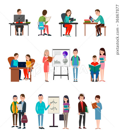 People Lern New Information Illustrations Set People Lern New Information Illustrations Set 36867877