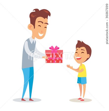 Merry Christmas Poster Father and Son Isolated Merry Christmas Poster Father and Son Isolated 36867899