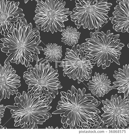 Monochrome floral seamless pattern black white  36868575