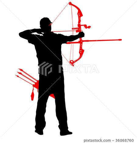 attractive male and female archer bending a bow attractive male and female archer bending a bow 36868760