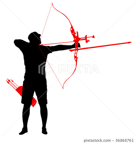 attractive male and female archer bending a bow attractive male and female archer bending a bow 36868761