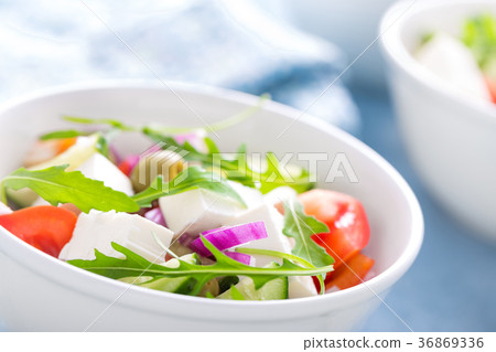 Fresh vegetable salad with feta cheese Fresh vegetable salad with feta cheese 36869336