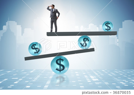 Businessman balancing in financial dollar concept 36870035