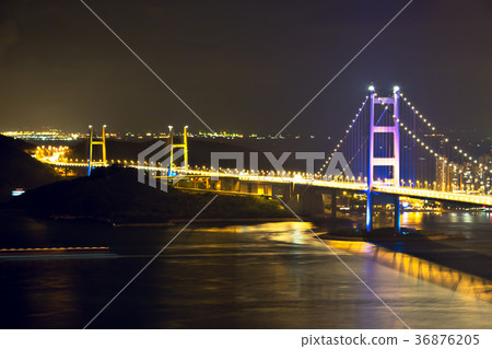 Night scene of Tsing Ma Bridge at Hong Kong, China Night scene of Tsing Ma Bridge at Hong Kong, China 36876205