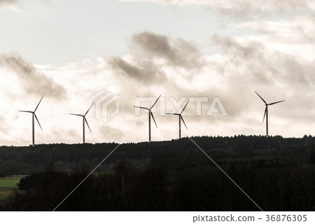 A panorama view over wind farm landscape in 36876305
