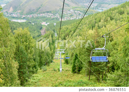 Chairlift on top mountain to Reserve Stolby Nature Chairlift on top mountain to Reserve Stolby Nature 36876551