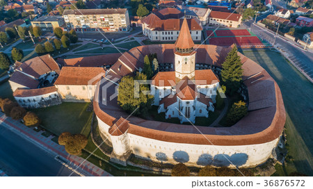 Aerial view of Prejmer fortified Church. Romania 36876572