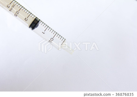 Transparent plastic syringe on white background 36876835
