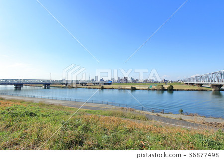 從江野台站附近看到的江戶川 36877498