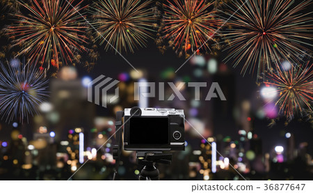 Taking photo by digital camera, fireworks 36877647