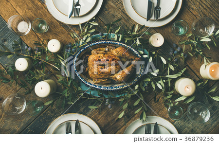 Holiday table setting for party, gathering or Holiday table setting for party, gathering or 36879236