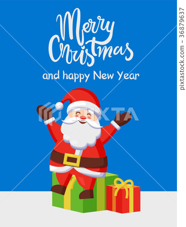 Merry Christmas Happy New Year Poster with Santa 36879637