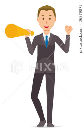 Young businessman is holding a megaphone 36879872