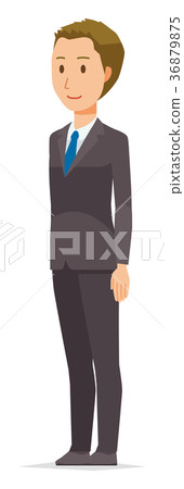 Young businessman is pointing diagonally 36879875