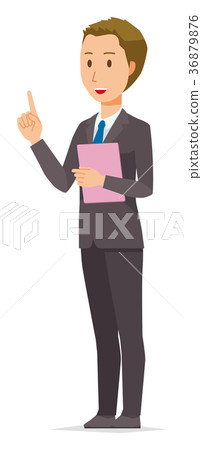 Young businessman is pointing with file 36879876