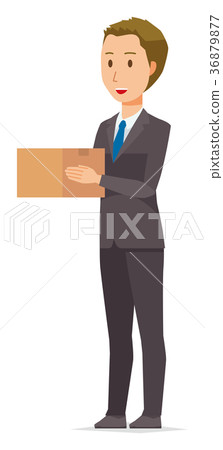 Young businessman is holding a cardboard box 36879877