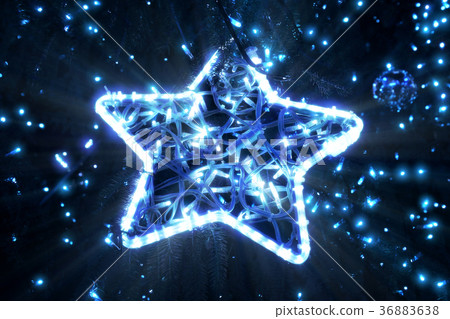 Bright beautiful glowing star on a Christmas tree 36883638