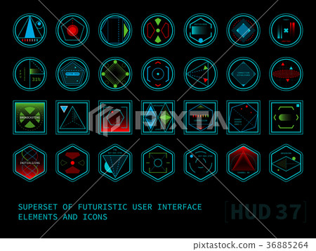 Futuristic touch screen user interface HUD 36885264