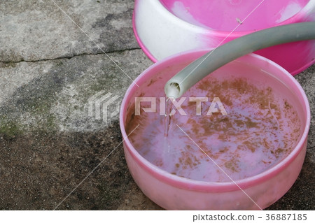 Water plumbing in rubber plastic band flowing  36887185