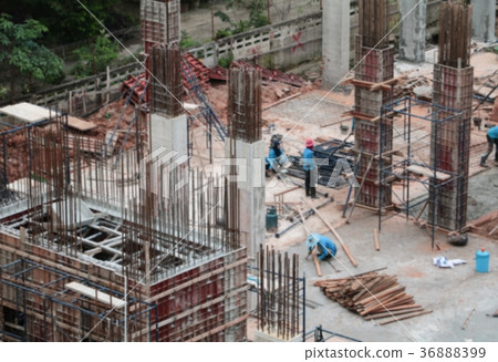 construction with worker in work building site construction with worker in work building site 36888399