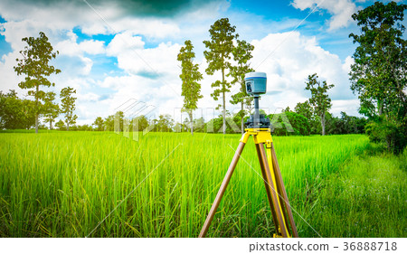 GPS surveying instrument install on tripod  36888718