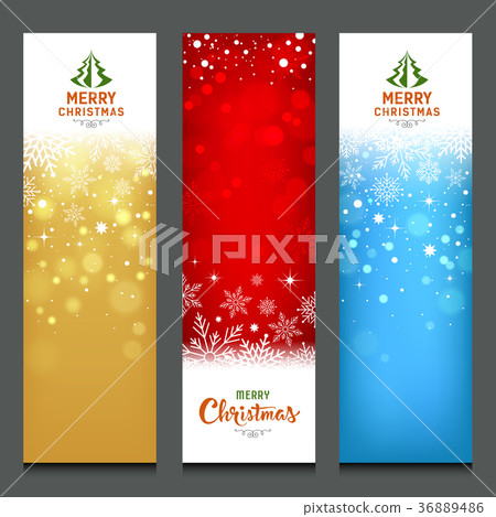 Merry Christmas colorful banners design vertical 36889486