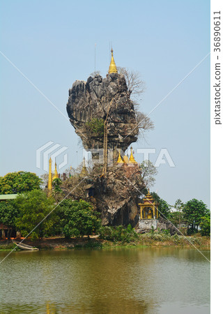 Rock pagoda in Pa'an, Myanmar 36890611