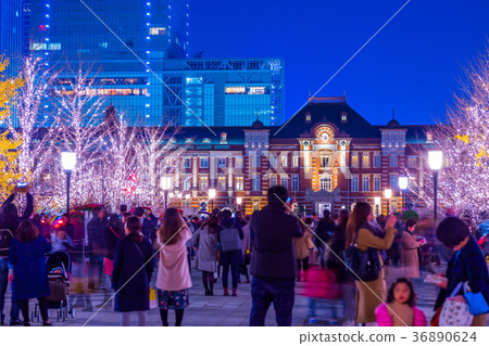 Tokyo Station Marunouchi Exit Station Front Illumination Tokyo Station Marunouchi Exit Station Front Illumination 36890624