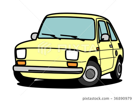 老意大利緊湊車淺黃色的汽車例證 36890979