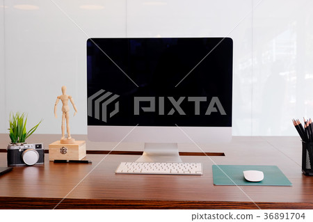 Comfortable computer pc on creative workplace. 36891704