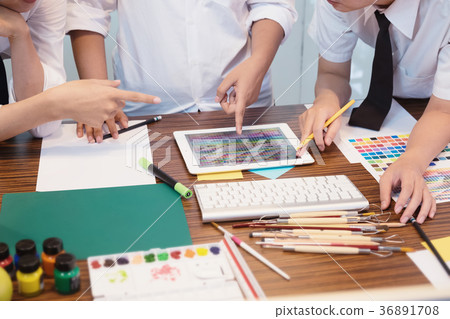 Artist creative meeting or brainstorming. Artist creative meeting or brainstorming. 36891708